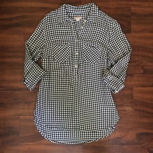 Merona Button Up Black White Gingham Checkered